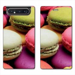 Housse cuir portefeuille Samsung Galaxy A80 Macaron
