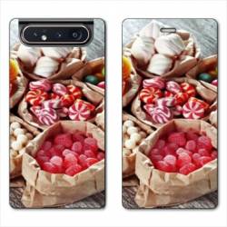 Housse cuir portefeuille Samsung Galaxy A80 Bonbon