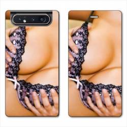 Housse cuir portefeuille Samsung Galaxy A80 Sexy boobs