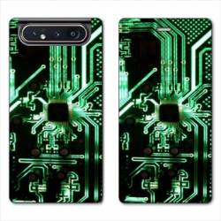 Housse cuir portefeuille Samsung Galaxy A80 Trompe œil composant