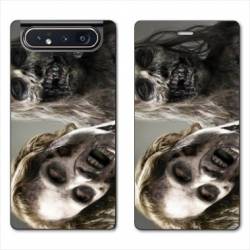 Housse cuir portefeuille Samsung Galaxy A80 Zombie blanc