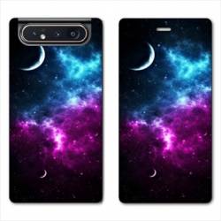 Housse cuir portefeuille Samsung Galaxy A80 Univers Bleu violet