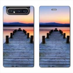 Housse cuir portefeuille Samsung Galaxy A80 Ponton