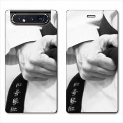 Housse cuir portefeuille Samsung Galaxy A80 Judo Kimono