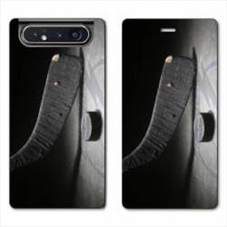 Housse cuir portefeuille Samsung Galaxy A80 Hockey palet