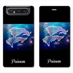 Housse cuir portefeuille Samsung Galaxy A80 signe zodiaque Poisson2