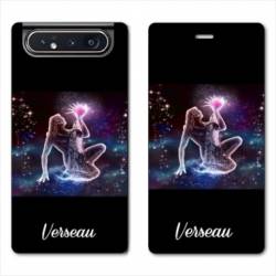 Housse cuir portefeuille Samsung Galaxy A80 signe zodiaque Verseau2