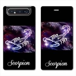 Housse cuir portefeuille Samsung Galaxy A80 signe zodiaque Scorpion2