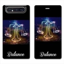 Housse cuir portefeuille Samsung Galaxy A80 signe zodiaque Balance2