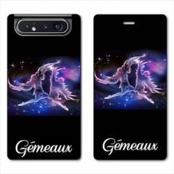 Housse cuir portefeuille Samsung Galaxy A80 signe zodiaque Gémeaux2