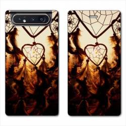 Housse cuir portefeuille Samsung Galaxy A80 attrape reve Noir