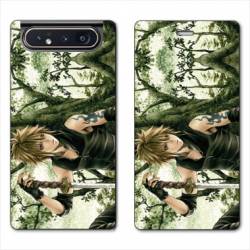 Housse cuir portefeuille Samsung Galaxy A80 Manga bois