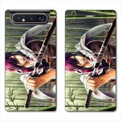 Housse cuir portefeuille Samsung Galaxy A80 Manga bambou