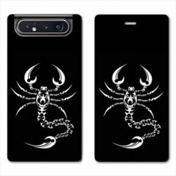 Housse cuir portefeuille Samsung Galaxy A80 Reptile scorpion