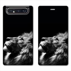 Housse cuir portefeuille Samsung Galaxy A80 roi lion