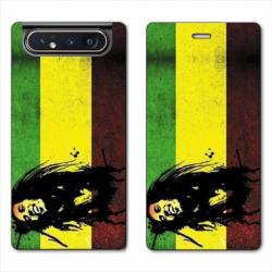 Housse cuir portefeuille Samsung Galaxy A80 Bob Marley Drapeau