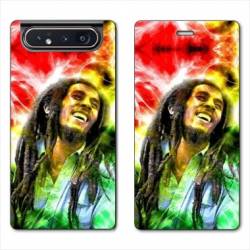 Housse cuir portefeuille Samsung Galaxy A80 Bob Marley Color