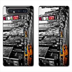 Housse cuir portefeuille Samsung Galaxy A80 Amerique USA New York Taxi