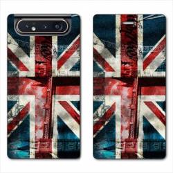 Housse cuir portefeuille Samsung Galaxy A80 Angleterre UK Jean's