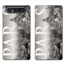 Housse cuir portefeuille Samsung Galaxy A80 France Paris Vintage