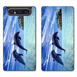 Housse cuir portefeuille Samsung Galaxy A80 Dauphin ile