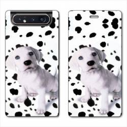 Housse cuir portefeuille Samsung Galaxy A80 Chien dalmatien
