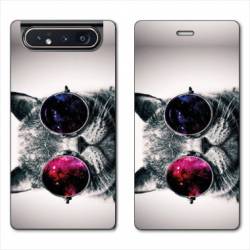 Housse cuir portefeuille Samsung Galaxy A80 Chat Fashion