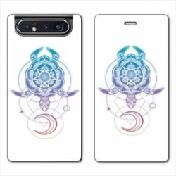 Housse cuir portefeuille Samsung Galaxy A80 Animaux Maori tortue color