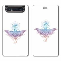 Housse cuir portefeuille Samsung Galaxy A80 Animaux Maori Raie color