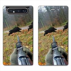 Housse cuir portefeuille Samsung Galaxy A80 chasse Vision Tir