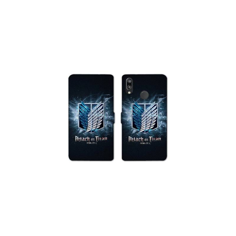 RV Housse cuir portefeuille Huawei P30 LITE Manga Attaque titans noir