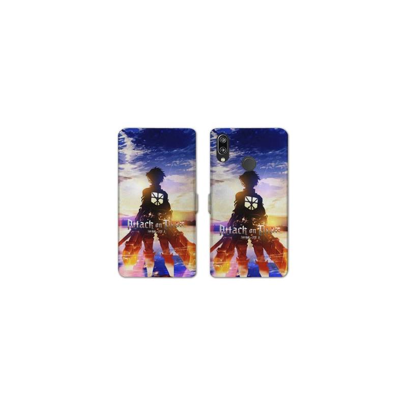 RV Housse cuir portefeuille Huawei P30 LITE Manga Attaque titans Soleil