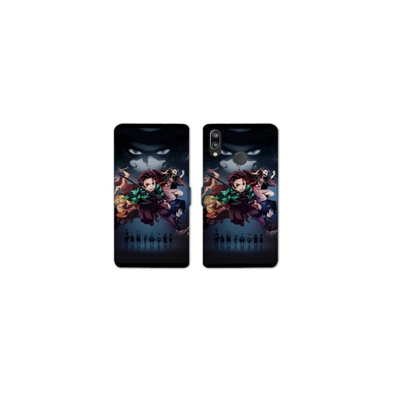 RV Housse cuir portefeuille Huawei P30 LITE Manga Damon Slayer Noir