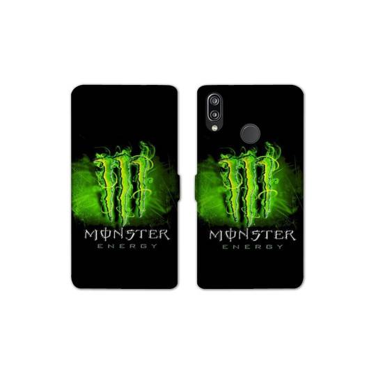 RV Housse cuir portefeuille Huawei P30 LITE Monster Energy Vert