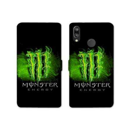 RV Housse cuir portefeuille Huawei P30 LITE Monster Energy Vert