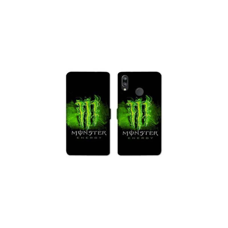 RV Housse cuir portefeuille Huawei P30 LITE Monster Energy Vert