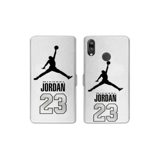 RV Housse cuir portefeuille Huawei P30 LITE Jordan 23 Blanc