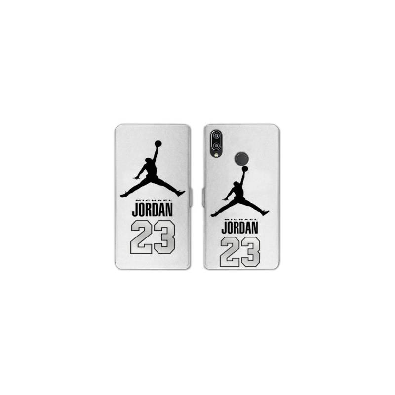 RV Housse cuir portefeuille Huawei P30 LITE Jordan 23 Blanc
