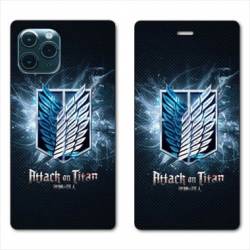 RV Housse cuir portefeuille Iphone 11 (6,1) Manga Attaque titans noir