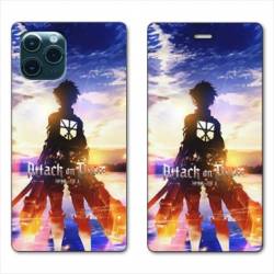 RV Housse cuir portefeuille Iphone 11 (6,1) Manga Attaque titans Soleil