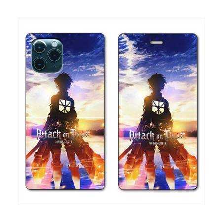 RV Housse cuir portefeuille Iphone 11 (6,1) Manga Attaque titans Soleil