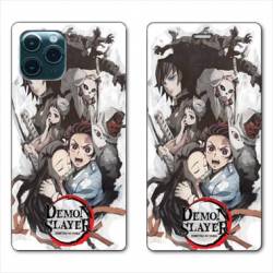 RV Housse cuir portefeuille Iphone 11 (6,1) Manga Damon Slayer Blanc
