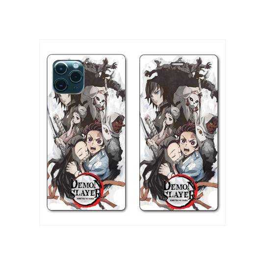 RV Housse cuir portefeuille Iphone 11 (6,1) Manga Damon Slayer Blanc