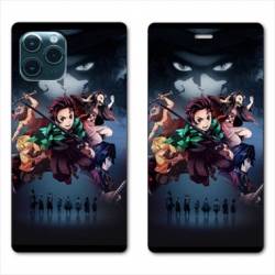 RV Housse cuir portefeuille Iphone 11 (6,1) Manga Damon Slayer Noir