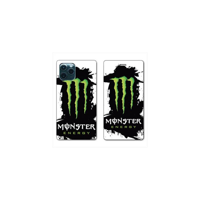RV Housse cuir portefeuille Iphone 11 (6,1) Monster Energy tache