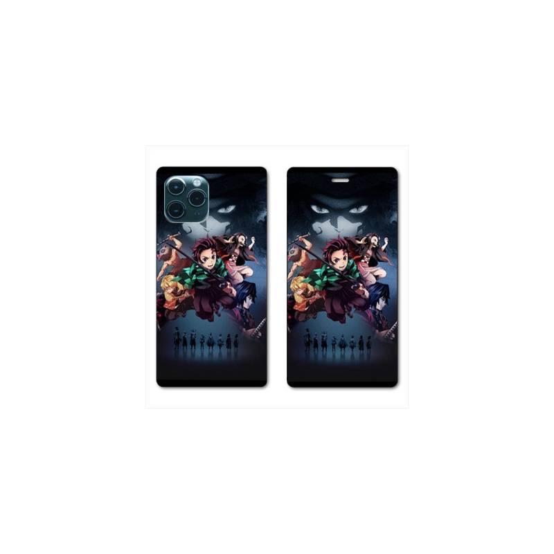 RV Housse cuir portefeuille Iphone 11 Pro (5,8) Manga Damon Slayer Noir