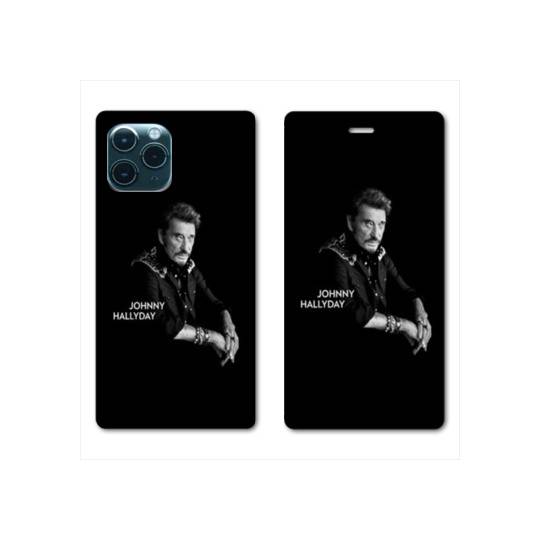 RV Housse cuir portefeuille Iphone 11 Pro (5,8) Johnny Hallyday Noir