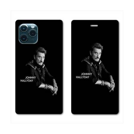 RV Housse cuir portefeuille Iphone 11 Pro Max (6,5) Johnny Hallyday Noir