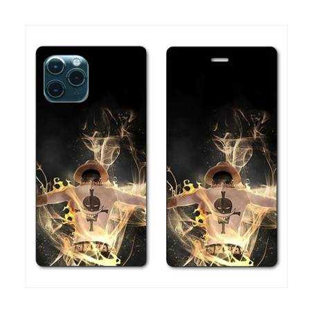RV Housse cuir portefeuille Iphone 11 Pro Max (6,5) Manga One Piece Ace noir