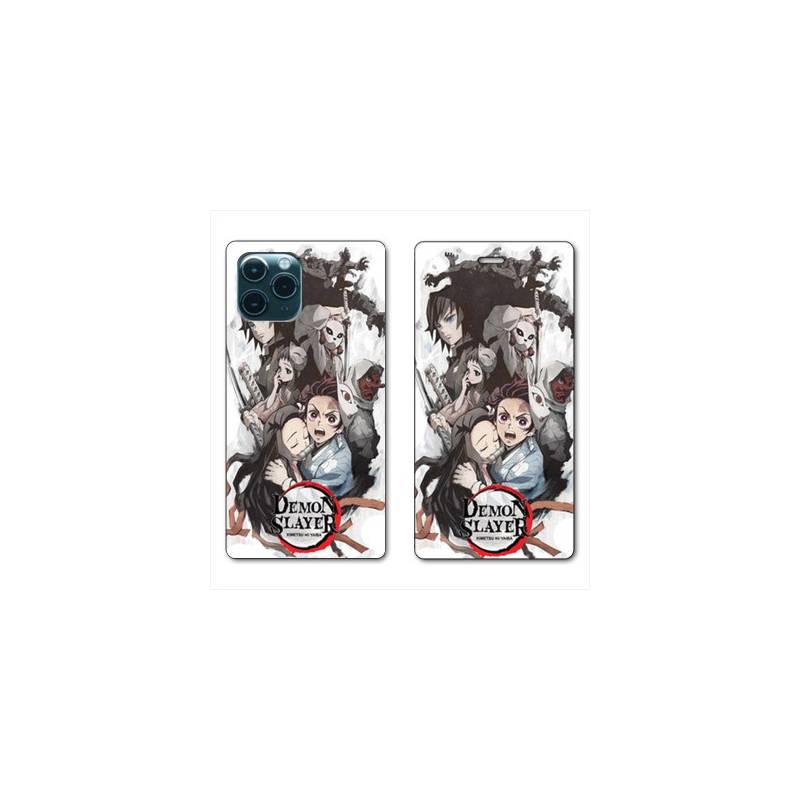 RV Housse cuir portefeuille Iphone 11 Pro Max (6,5) Manga Damon Slayer Blanc